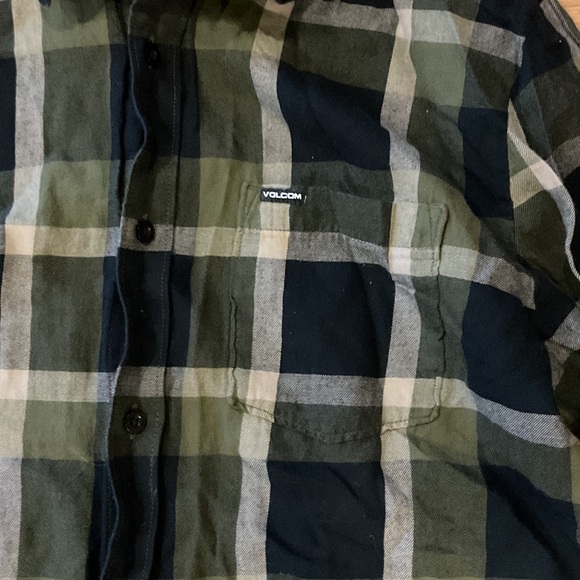 Volcom Olive, Black & Tan Plaid Button-Down Shirt - Picture 3 of 10